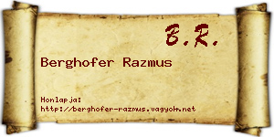 Berghofer Razmus névjegykártya